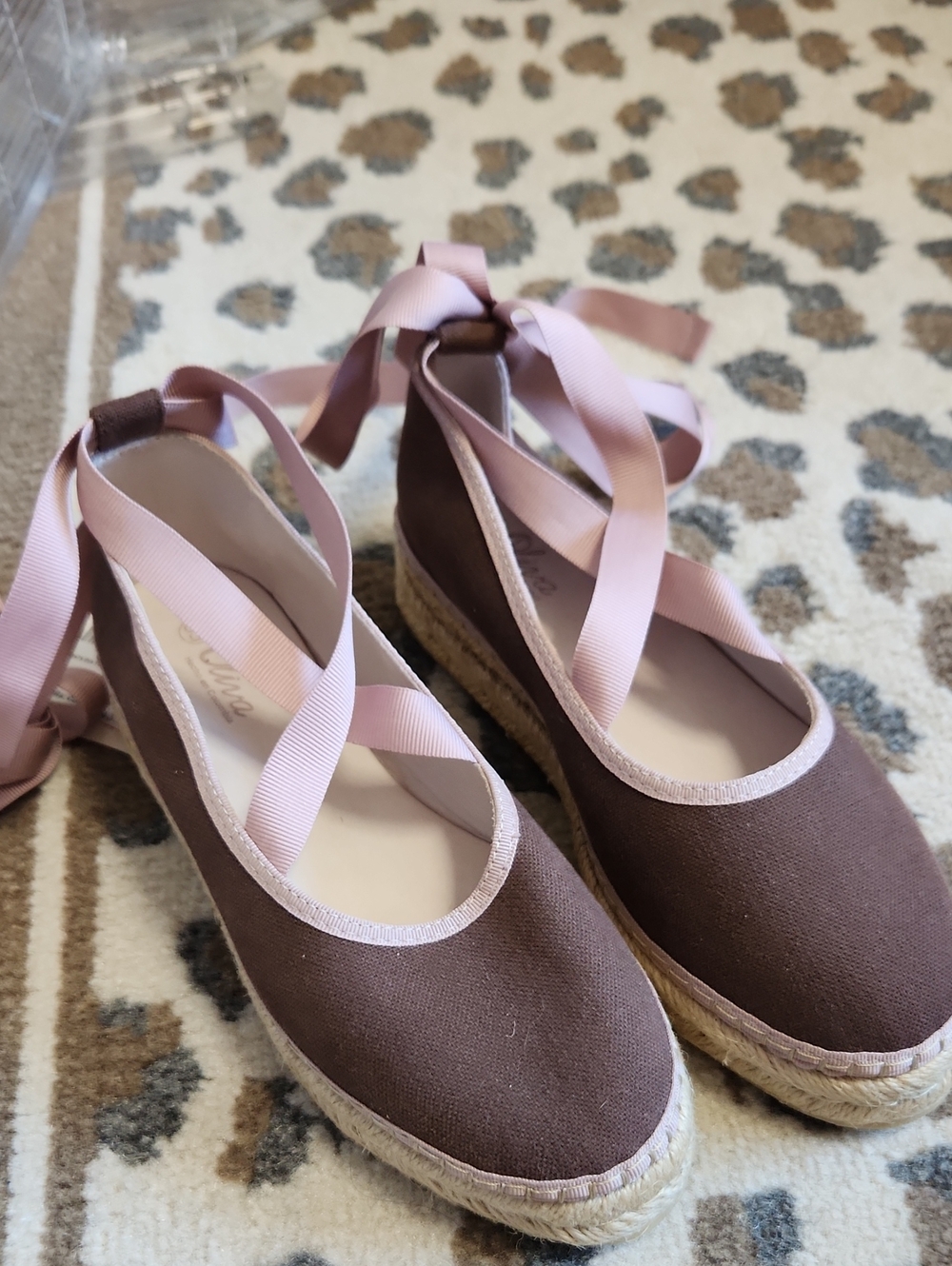 Eva Textil Espradilles In Coffee And Rosewood Sz 35